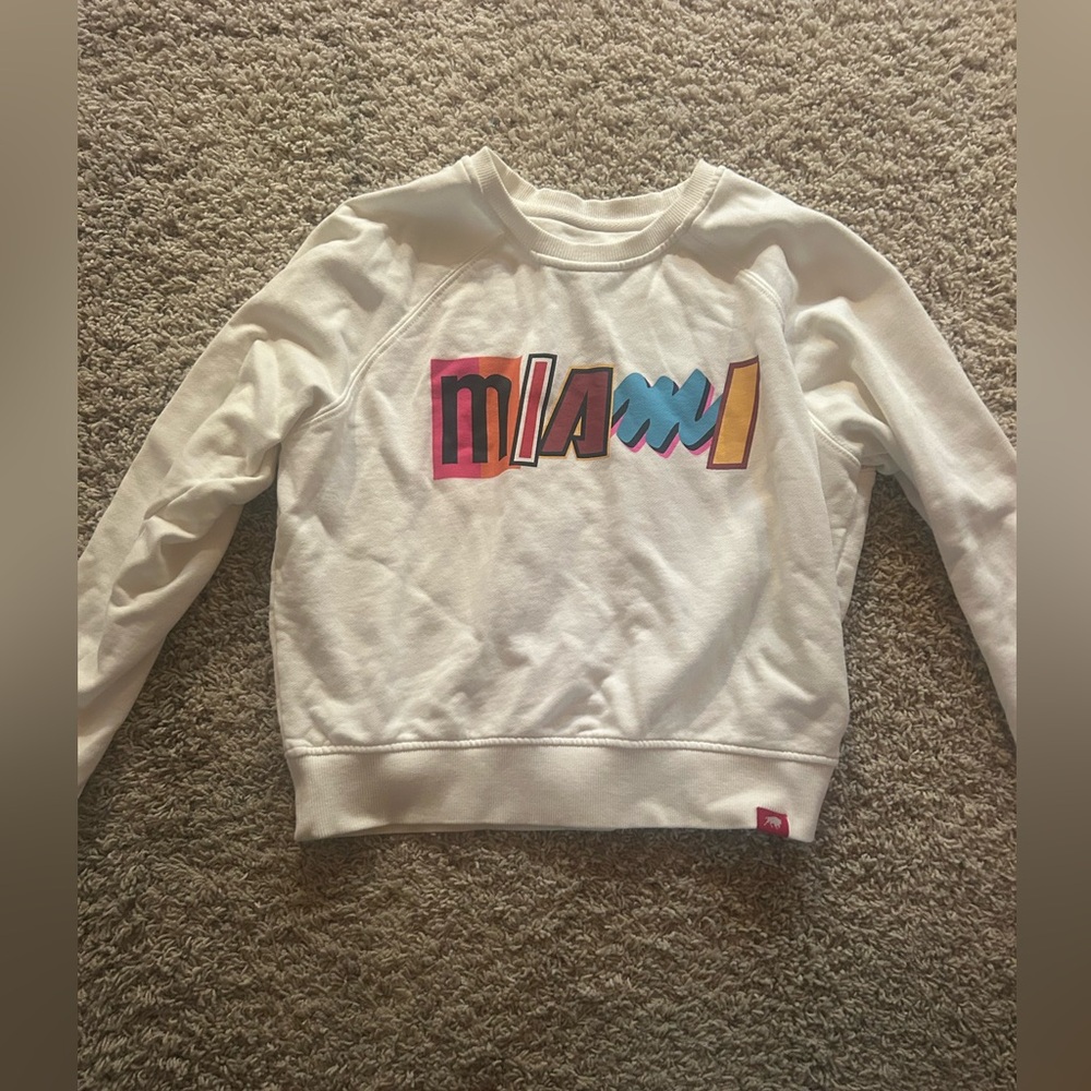White Miami Heat Graphic Sweatshirt